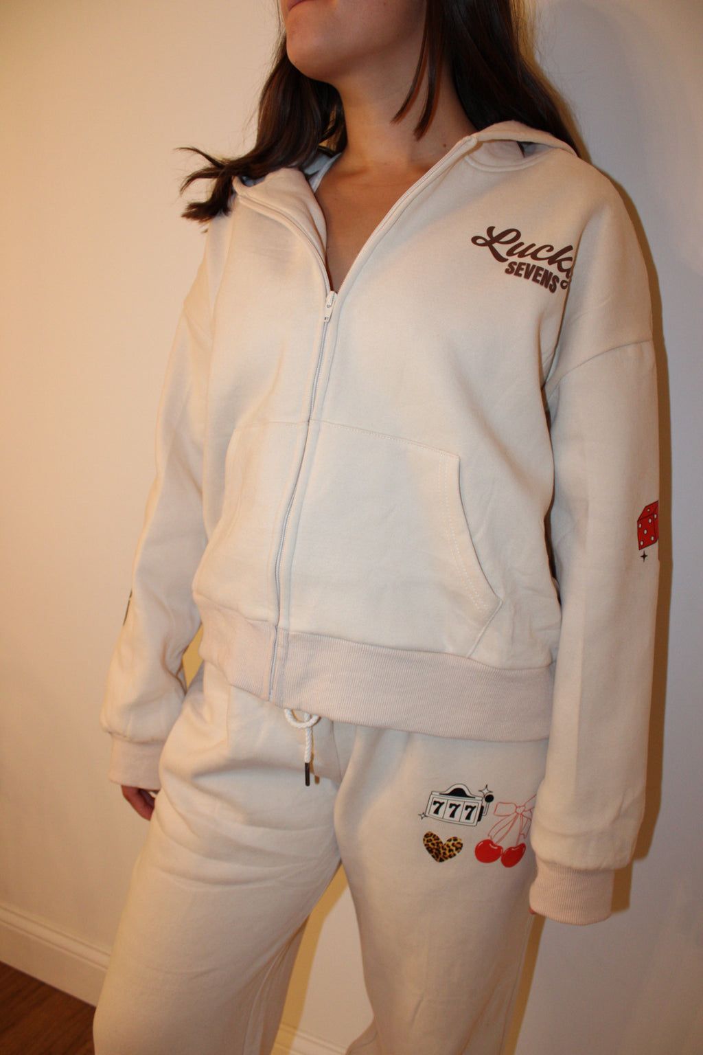The Cream Zip-Up Sweat Set