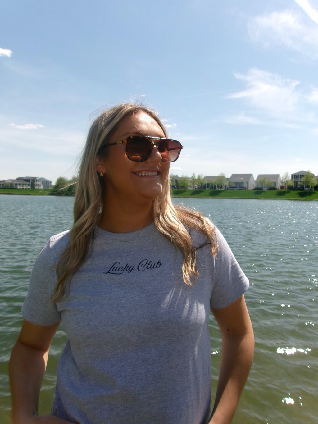 Grey Lucky Club Boxy Tee